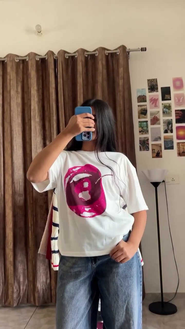 Trendy White Cherry Graphic T-Shirt