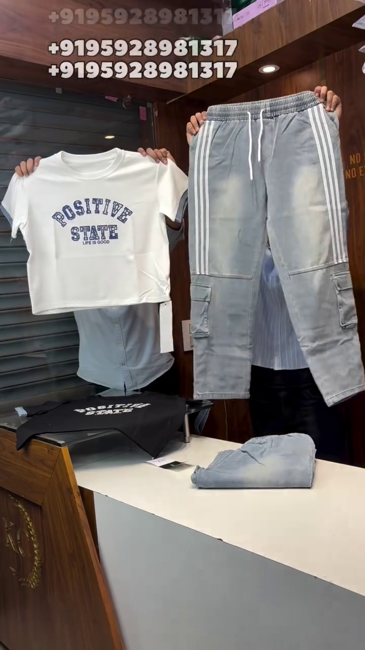 Positive State Graphic T-Shirt with Grey Cargo Joggers