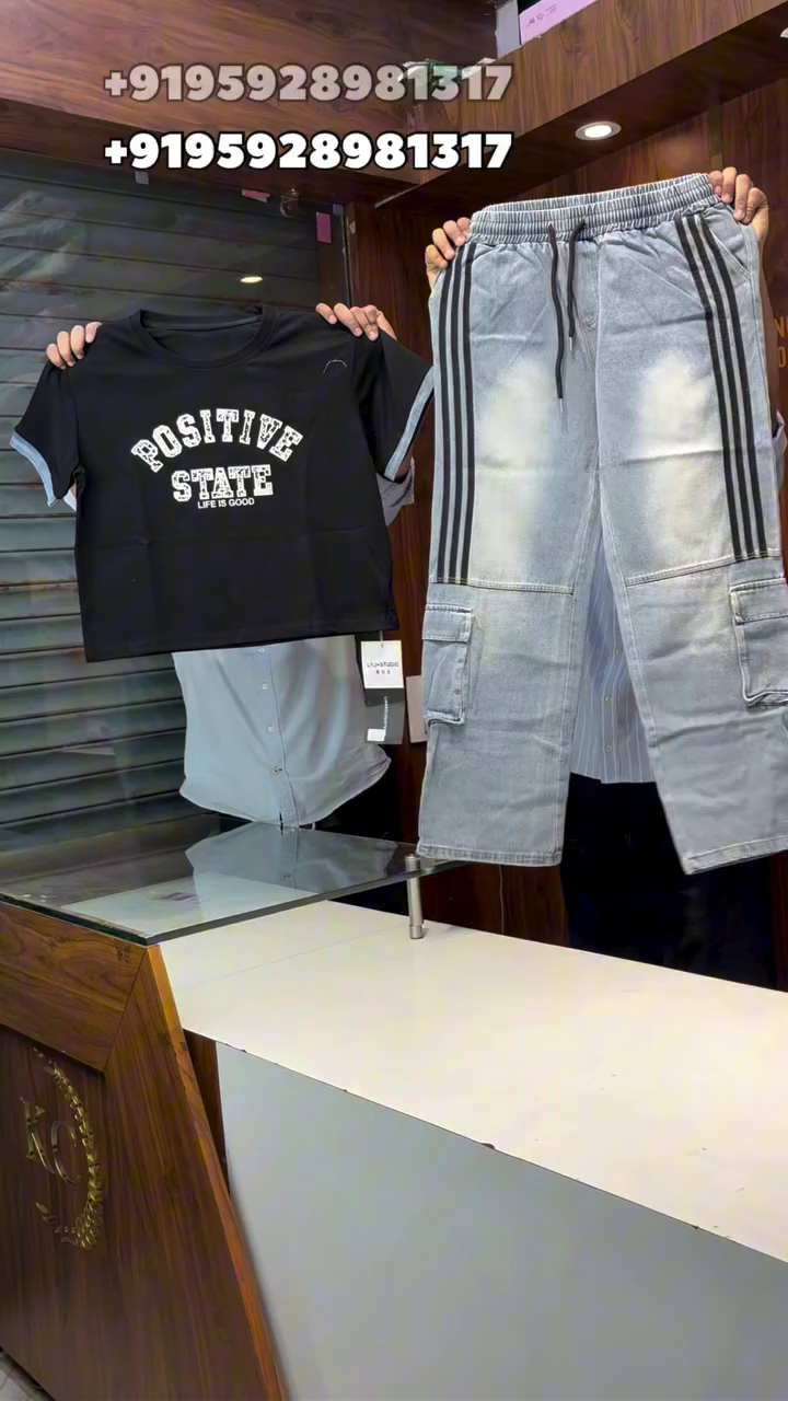 Positive State Graphic T-Shirt with Grey Cargo Joggers