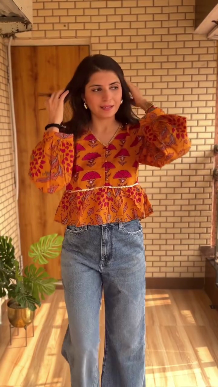 Chic Pink Printed Peplum Top