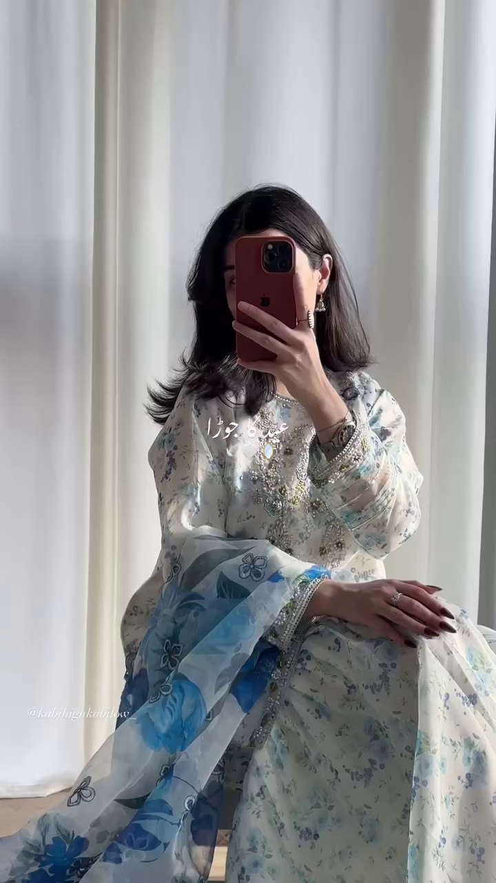 Pastel Blue Floral Eid Sharara Set