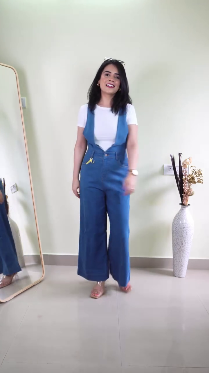 Blue Denim Jumpsuit with White Basic Tee