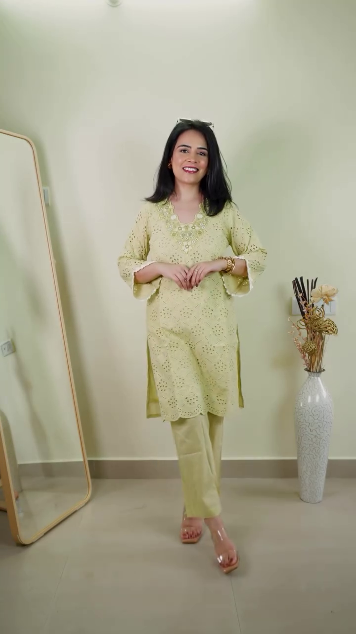 Pastel Yellow Embroidered Kurta Set