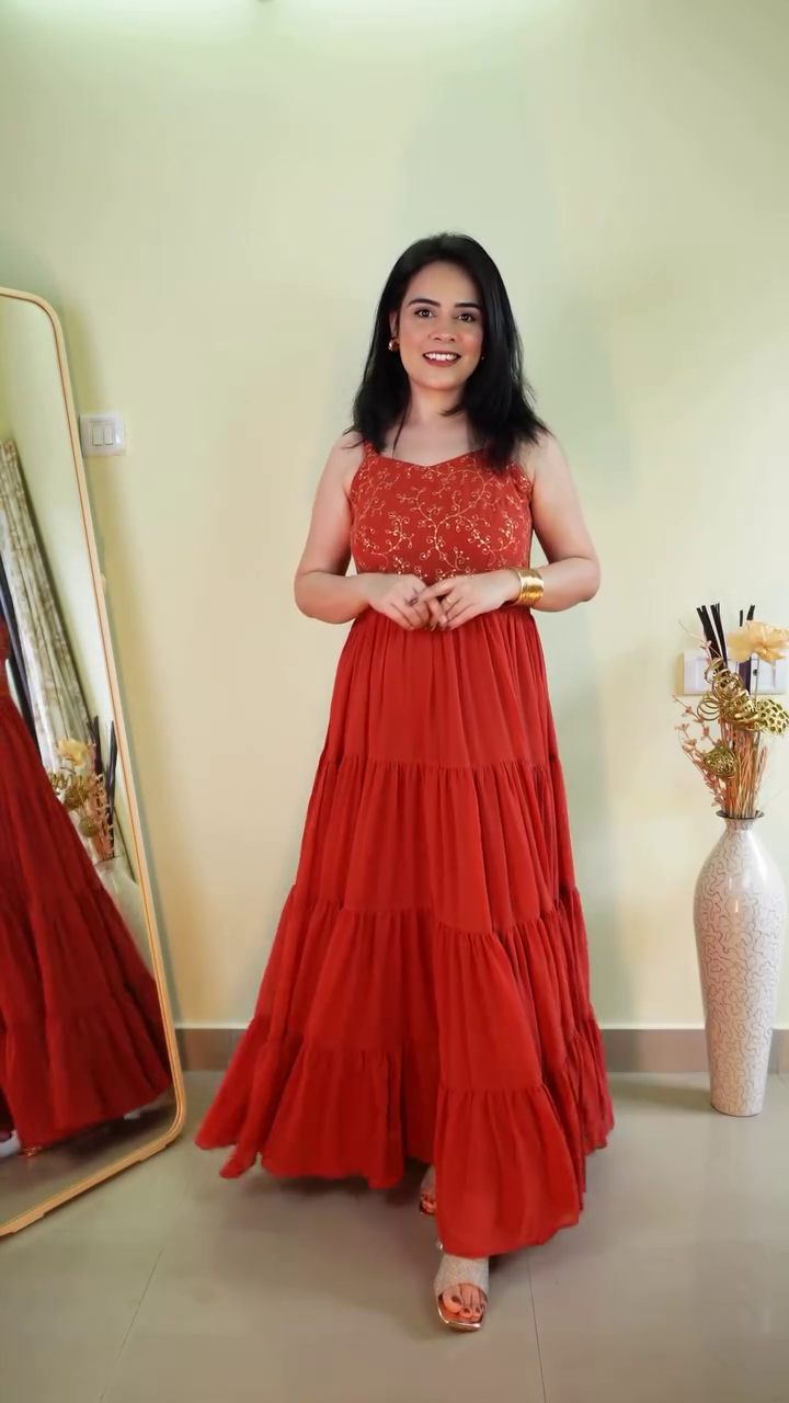 Rust Orange Tiered Maxi Dress