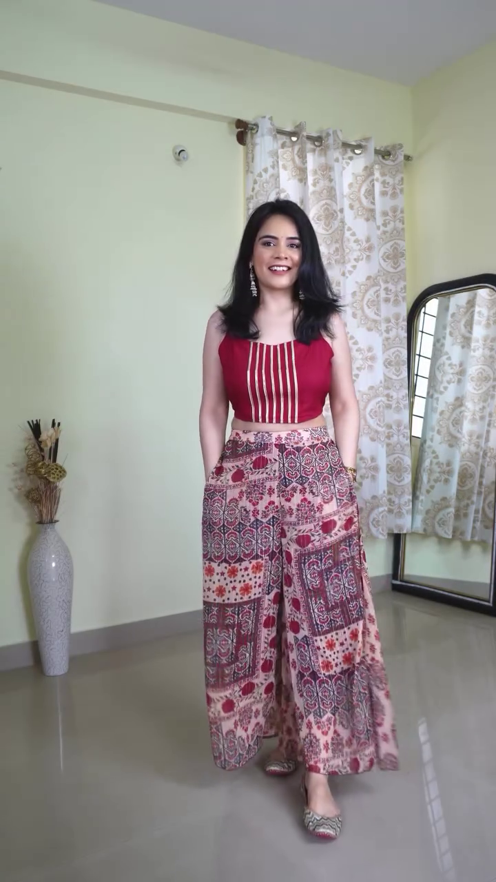 Wine Embellished Layered Ethnic Dress