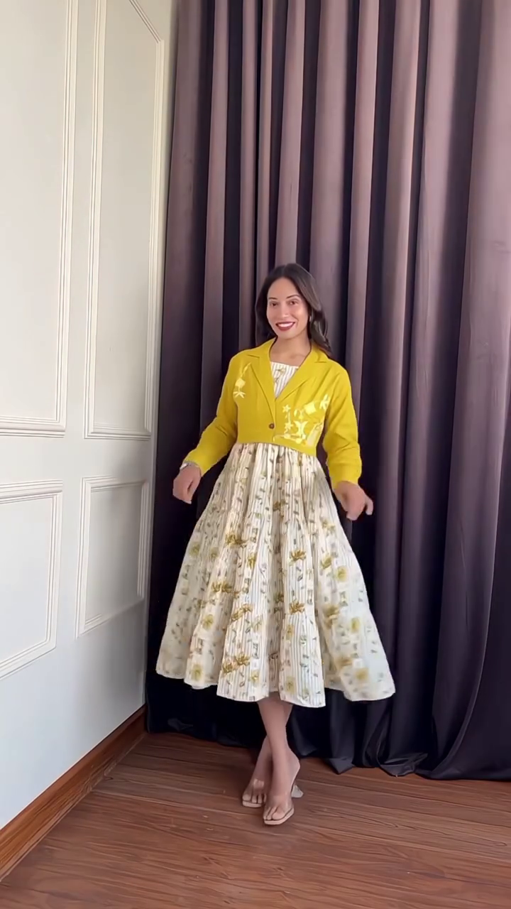 Printed Midi Dress with Navy Shrug