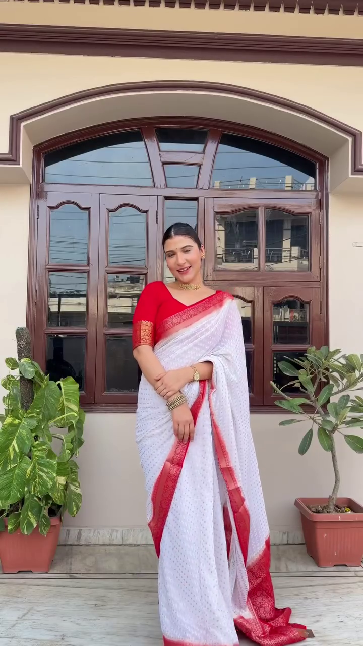 Elegant White Saree with Lace Border