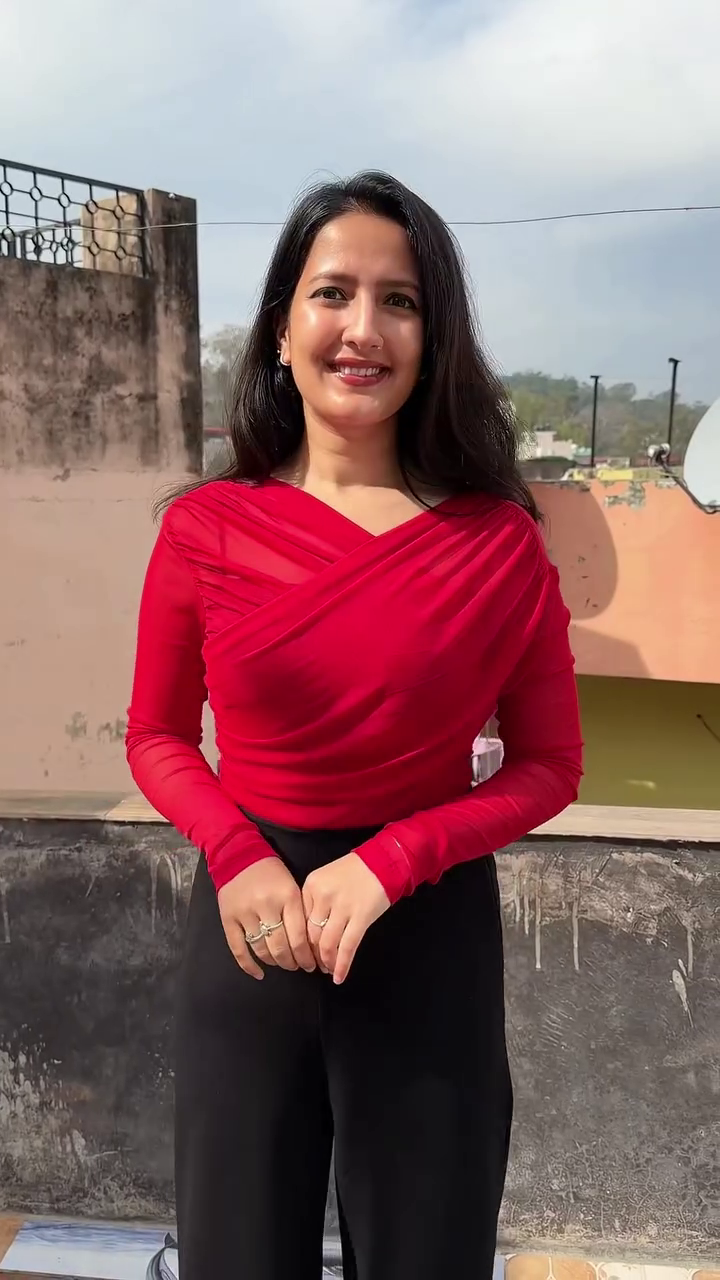 Sky Blue Tie-Front Top