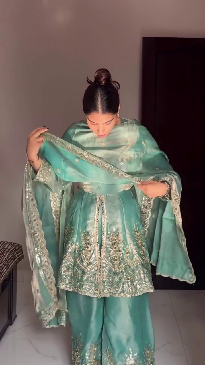 Maroon Embroidered Kurta with Kali Sharara