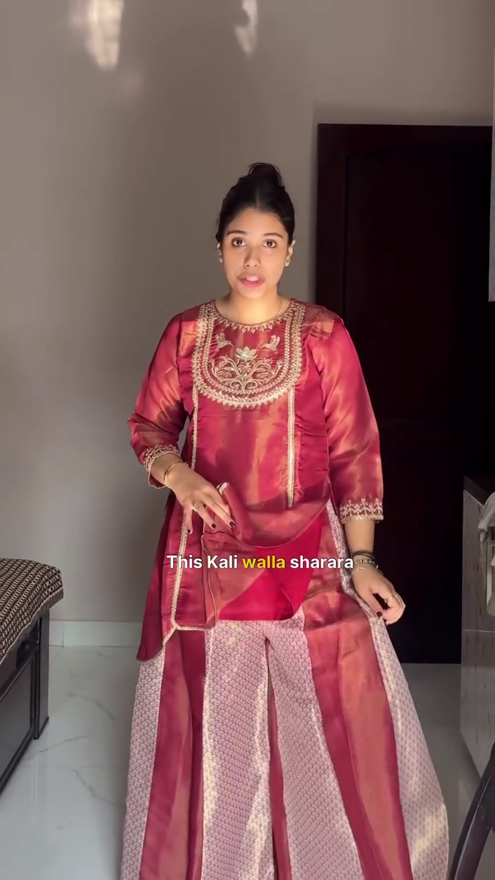 Maroon Embroidered Kurta with Kali Sharara