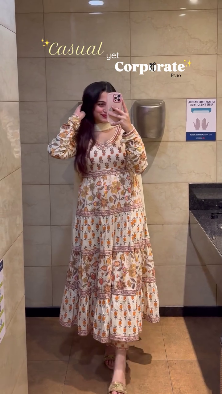 Off-White Embroidered Anarkali Suit