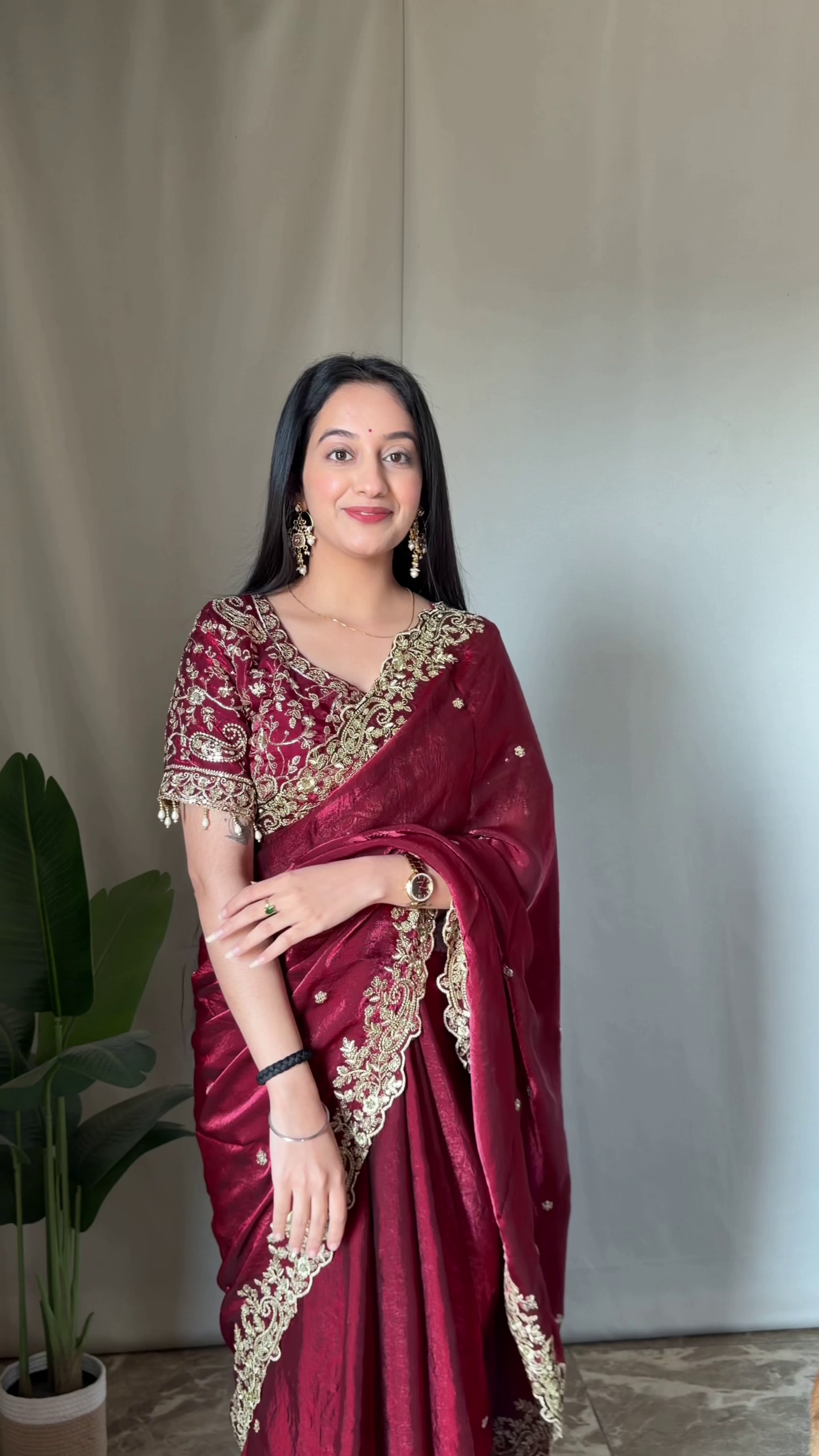 Ombre Orange & Teal Embroidered Saree