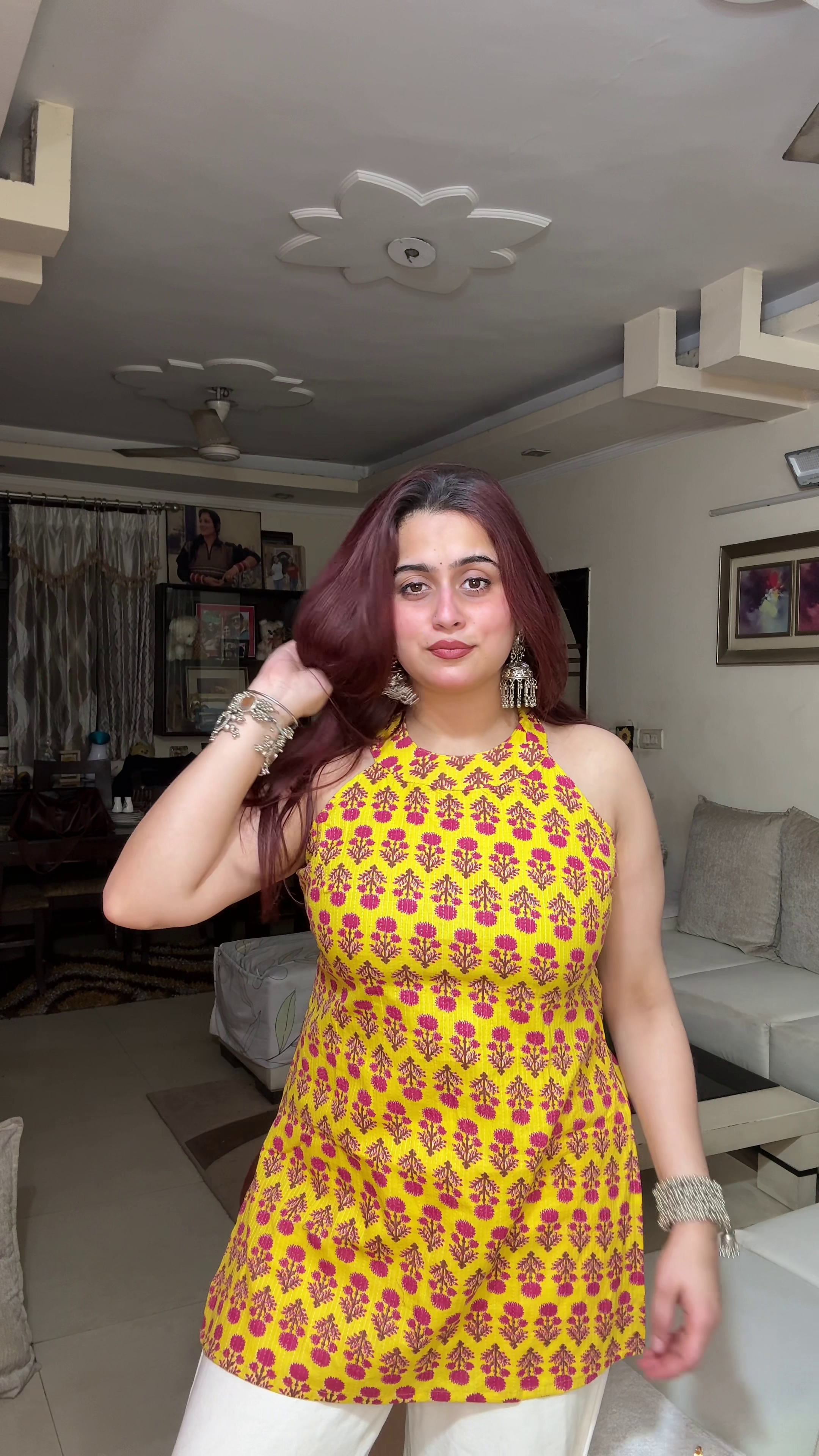 Navy Printed Structured Kurti