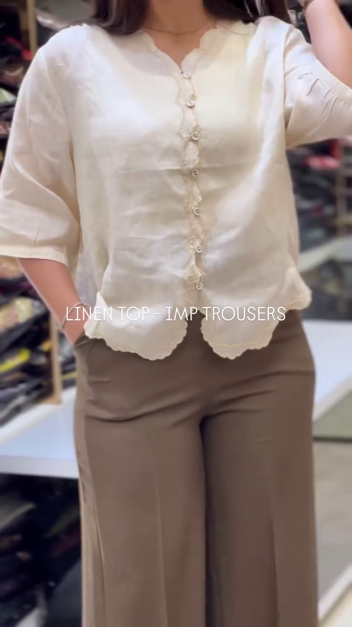 Minimal Linen Top with Smart Fit Trousers