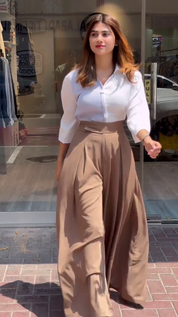 Black Shirt with Grey Pleated Skirt