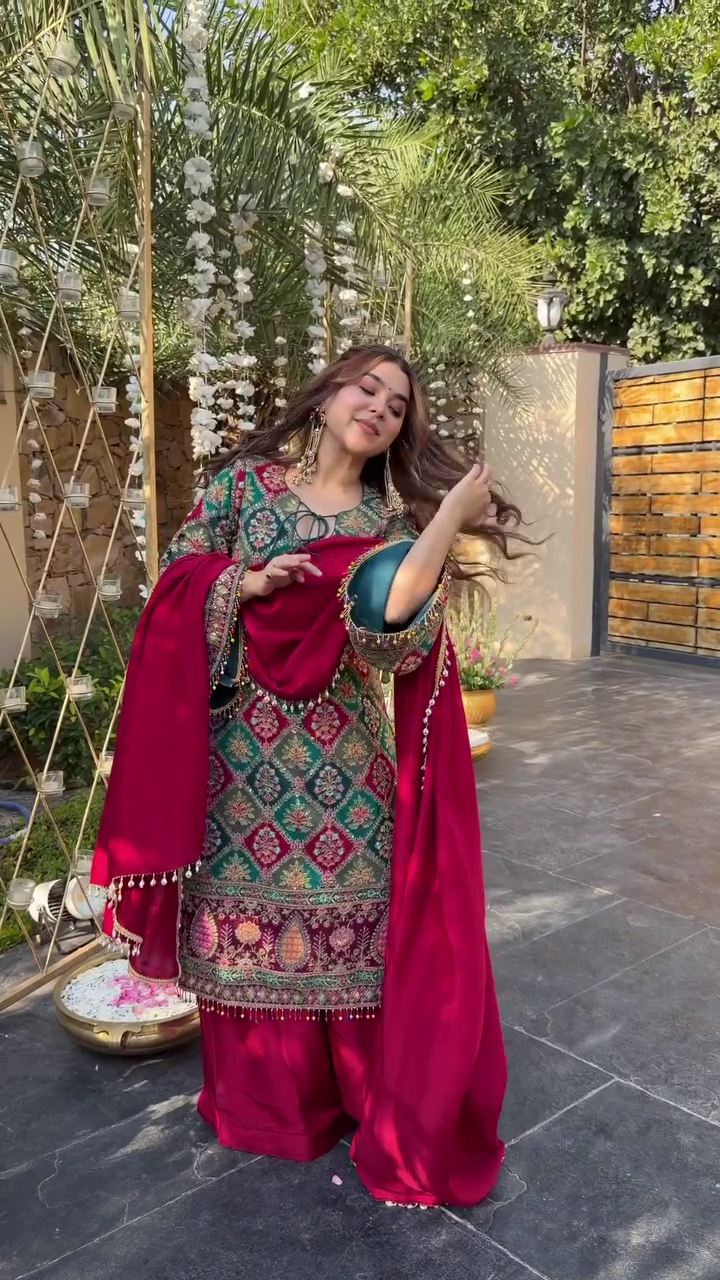 Green Ethnic Printed Flared Kurti