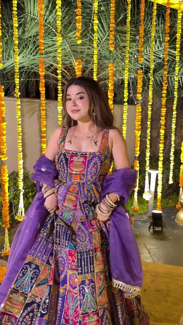 Purple Patchwork Festive Lehenga