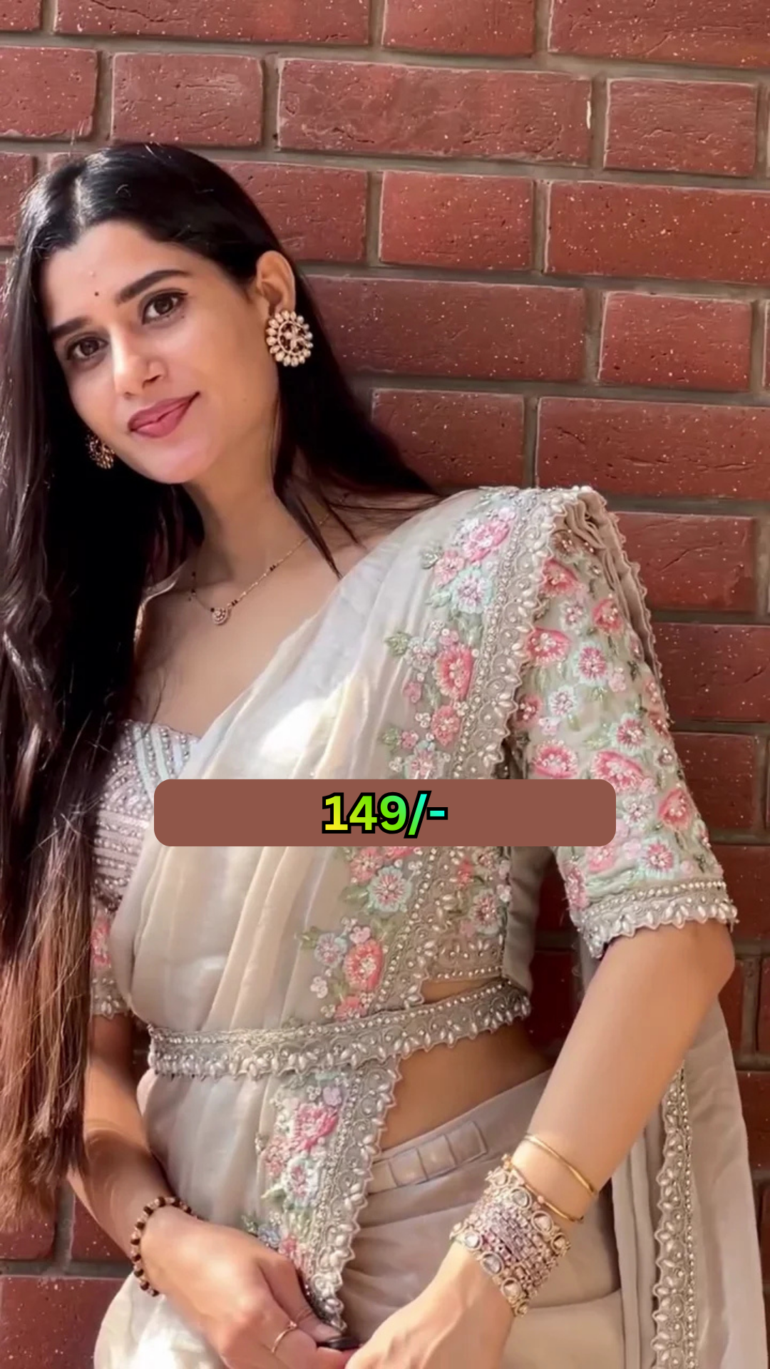 Ivory Designer Saree with Embellished Blouse