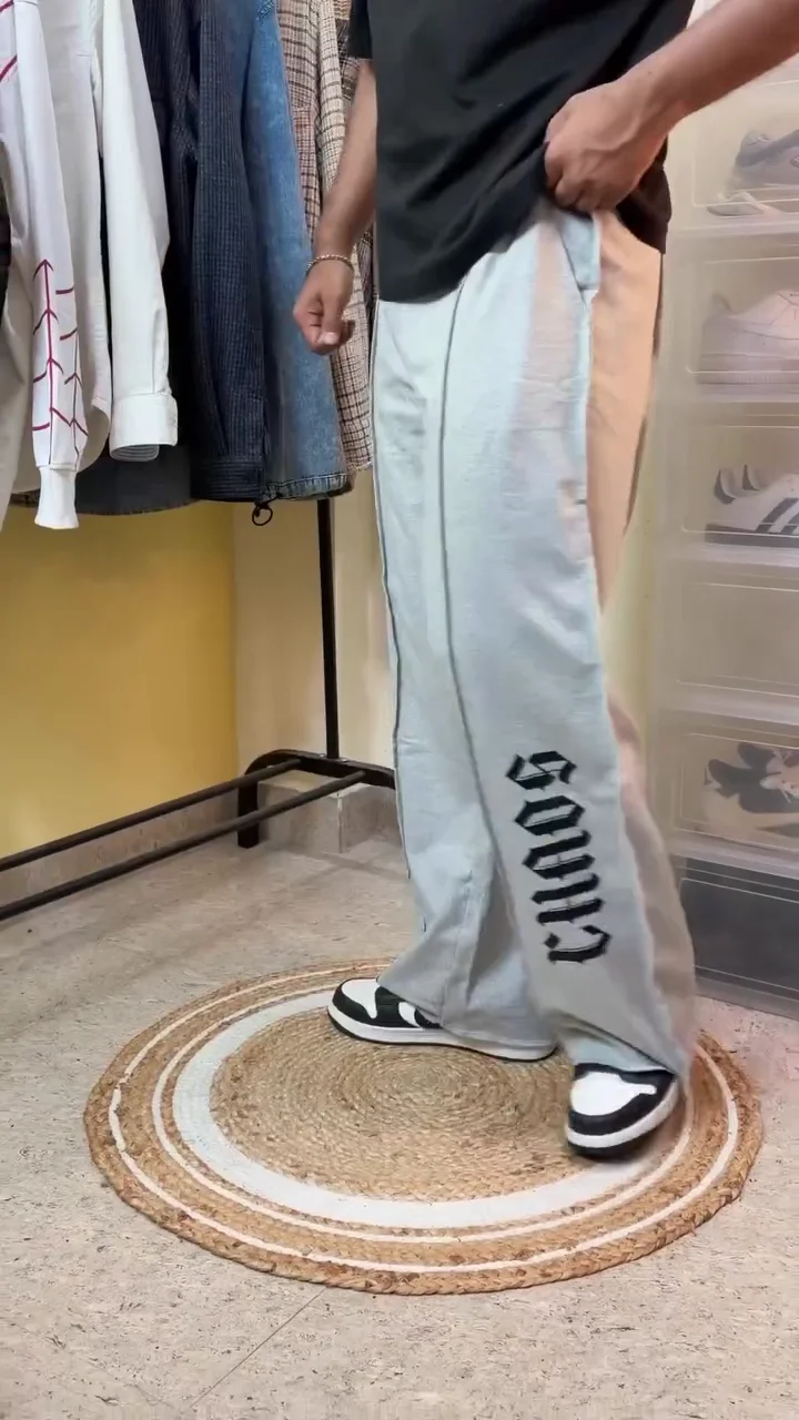 Grey Wide-Leg Streetwear Joggers