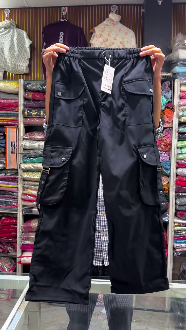 Olive Green Cargo Wide-Leg Pants