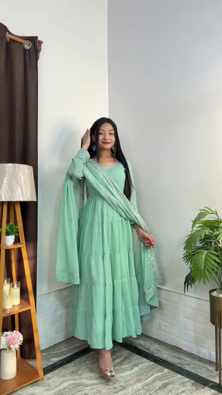 Black Embroidered Anarkali Suit Set