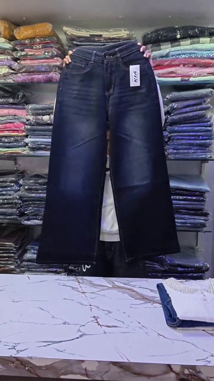 White Embroidered Top & Denim Skirt Set