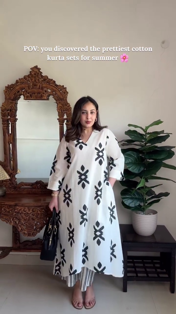 Powder Blue Cotton Kurta Set