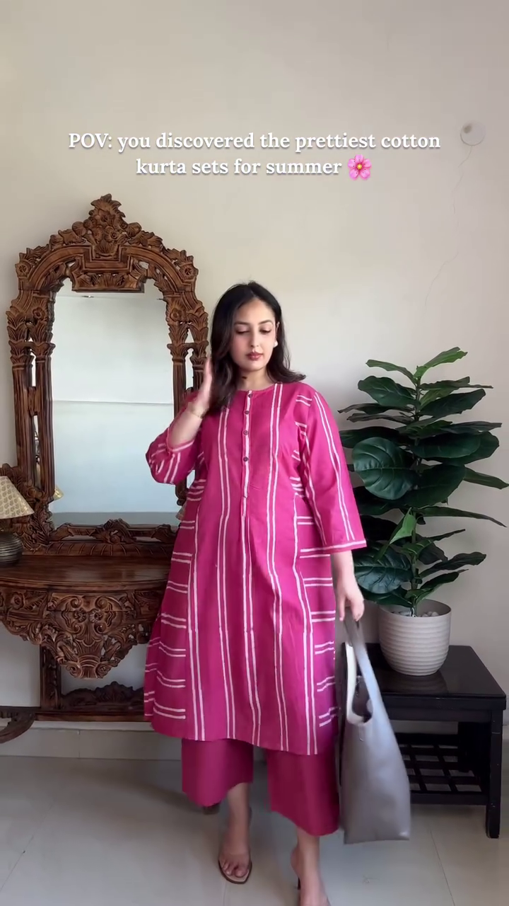 Powder Blue Cotton Kurta Set