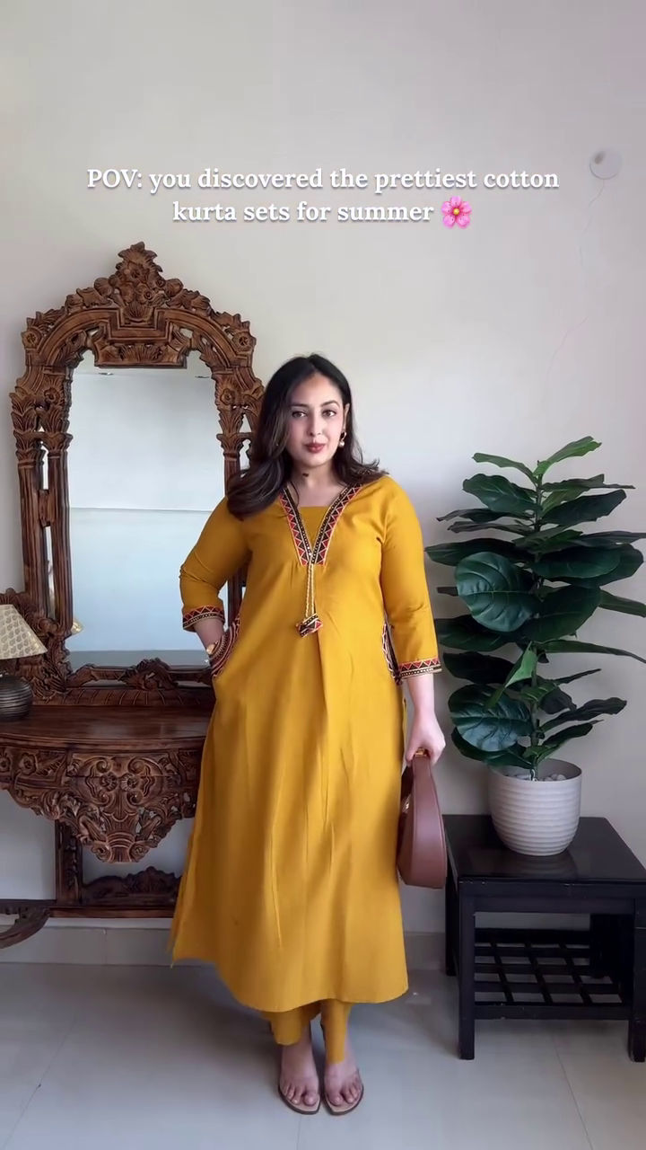 Powder Blue Cotton Kurta Set