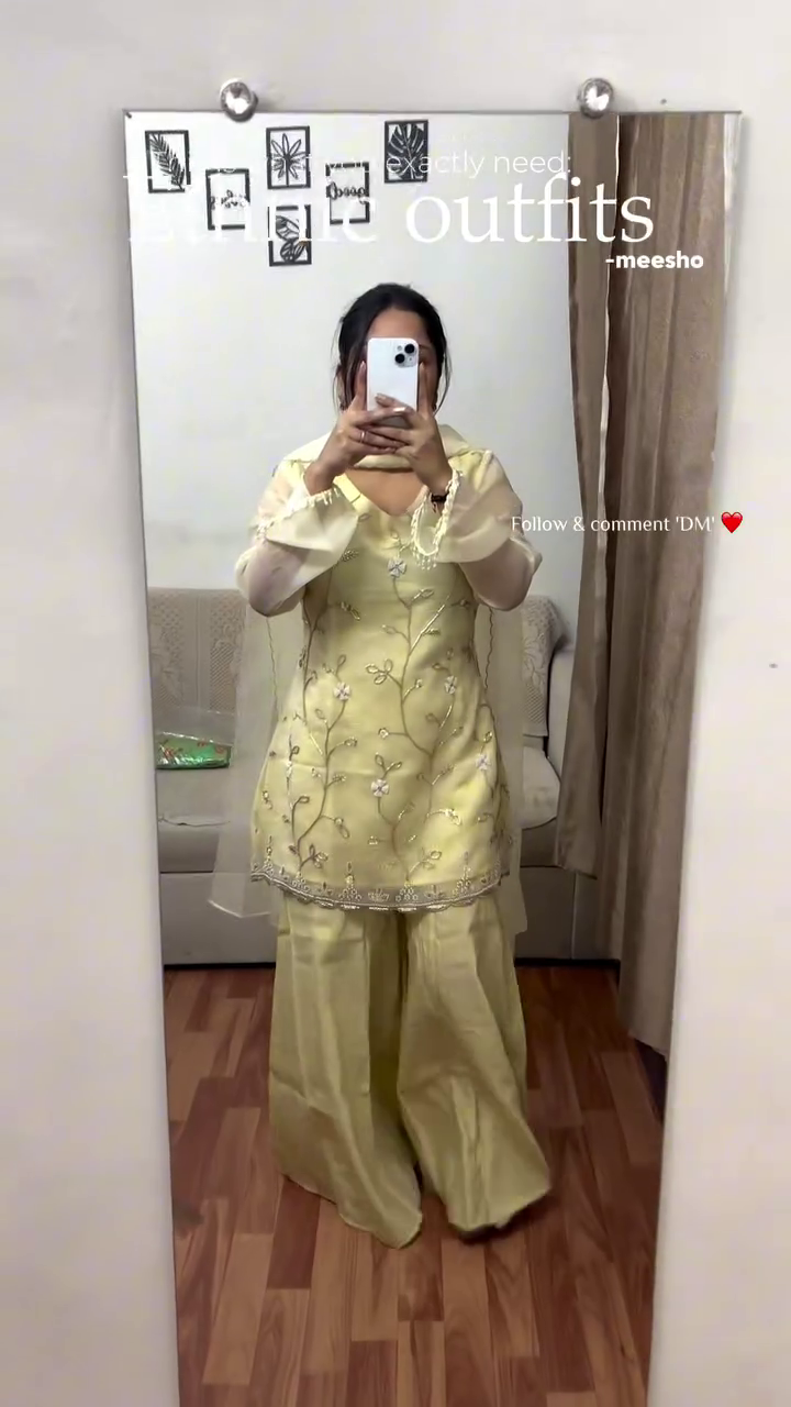 Golden Festive Sharara Set