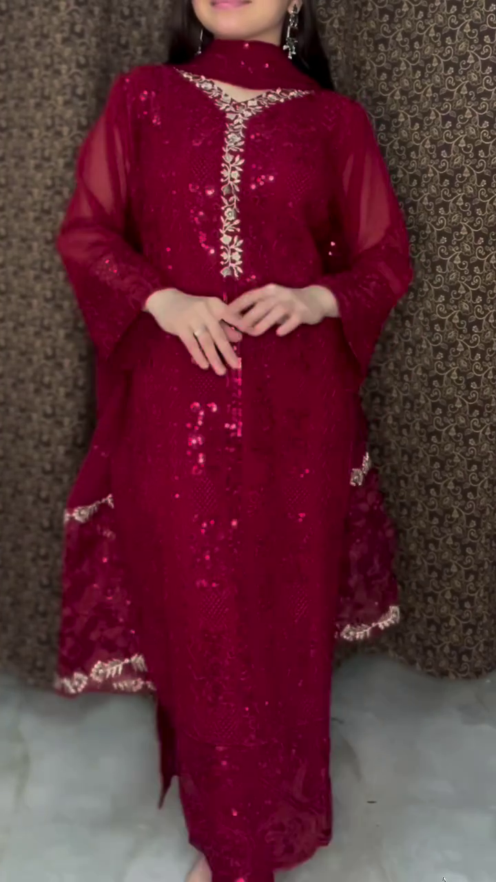 Teal Sequin Designer Kurta Set