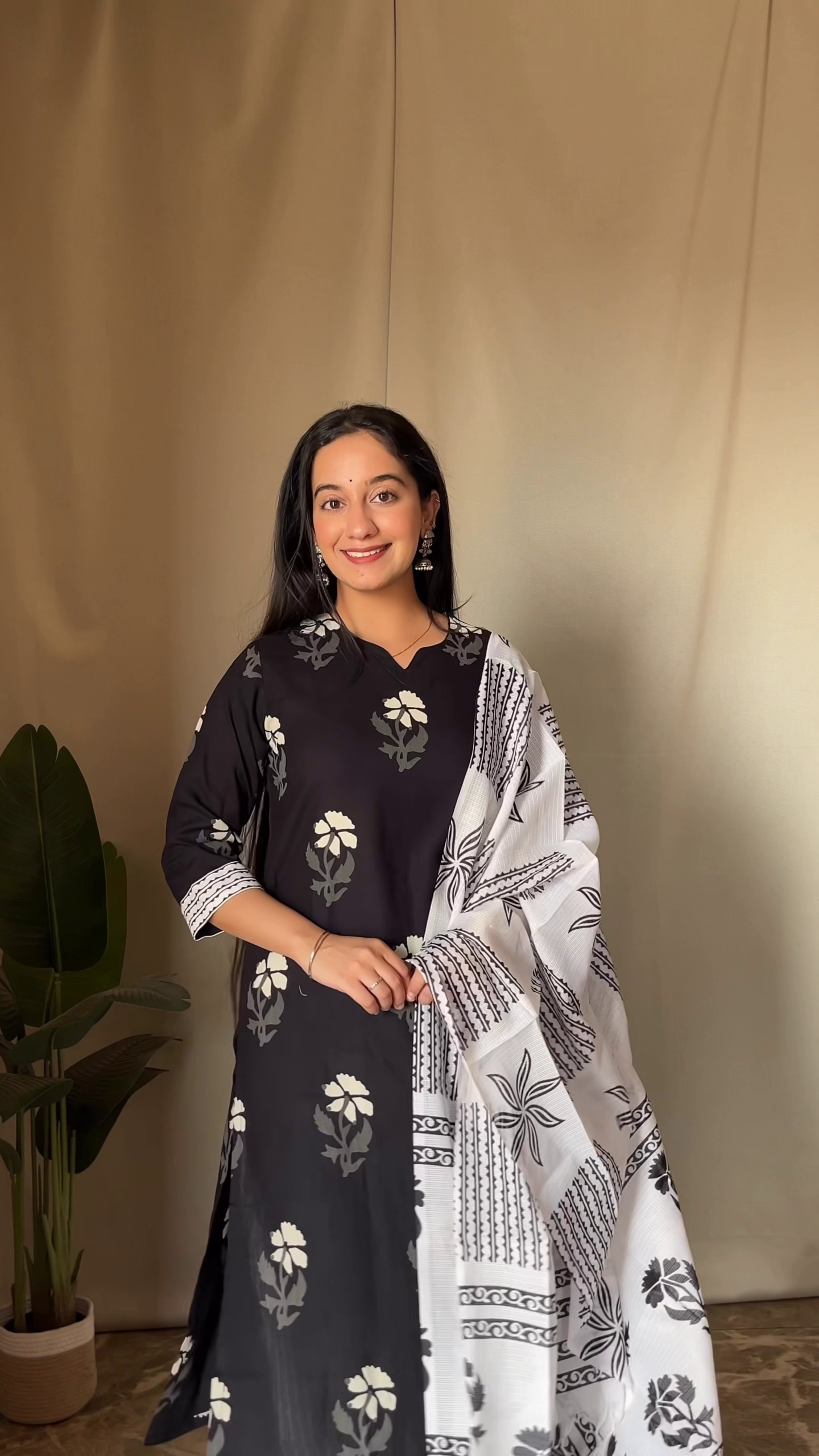White Floral Printed Kurta Dress