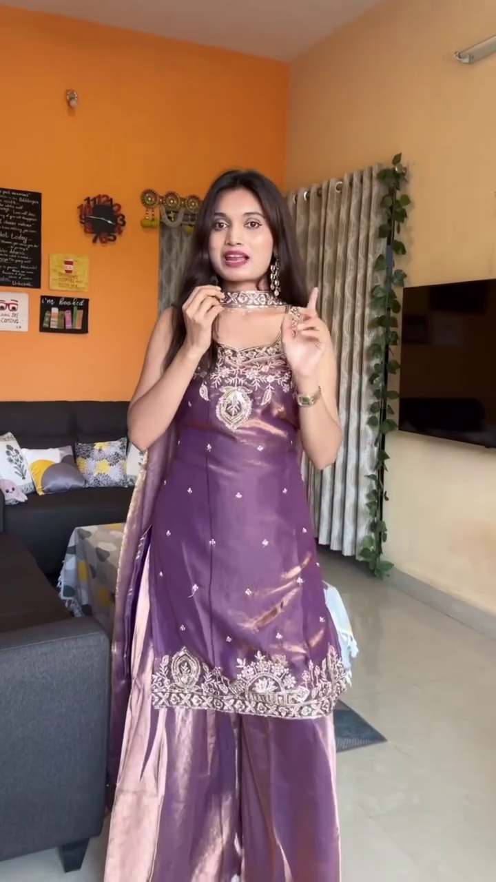 Purple Silk Festive Suit Set