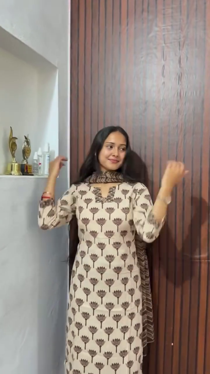 Pink Printed Cotton Suit Set