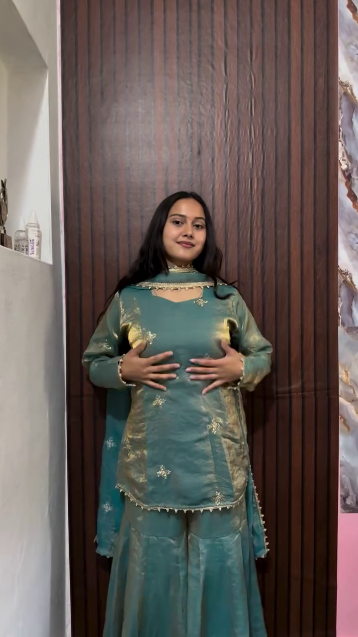Sea Green Festive Sharara Set
