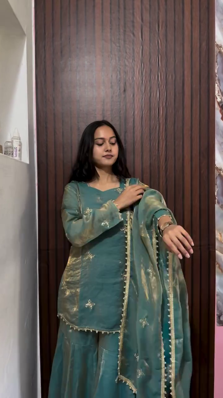 Sea Green Festive Sharara Set