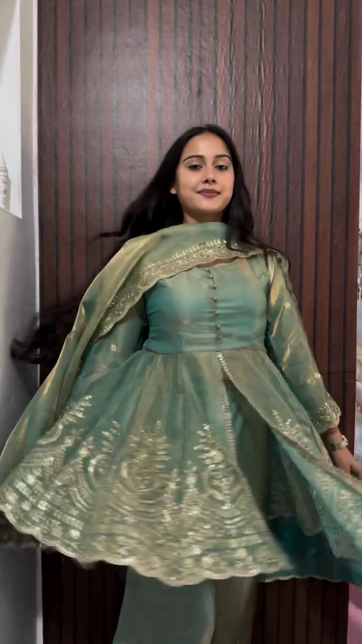 Sea Green Festive Sharara Set