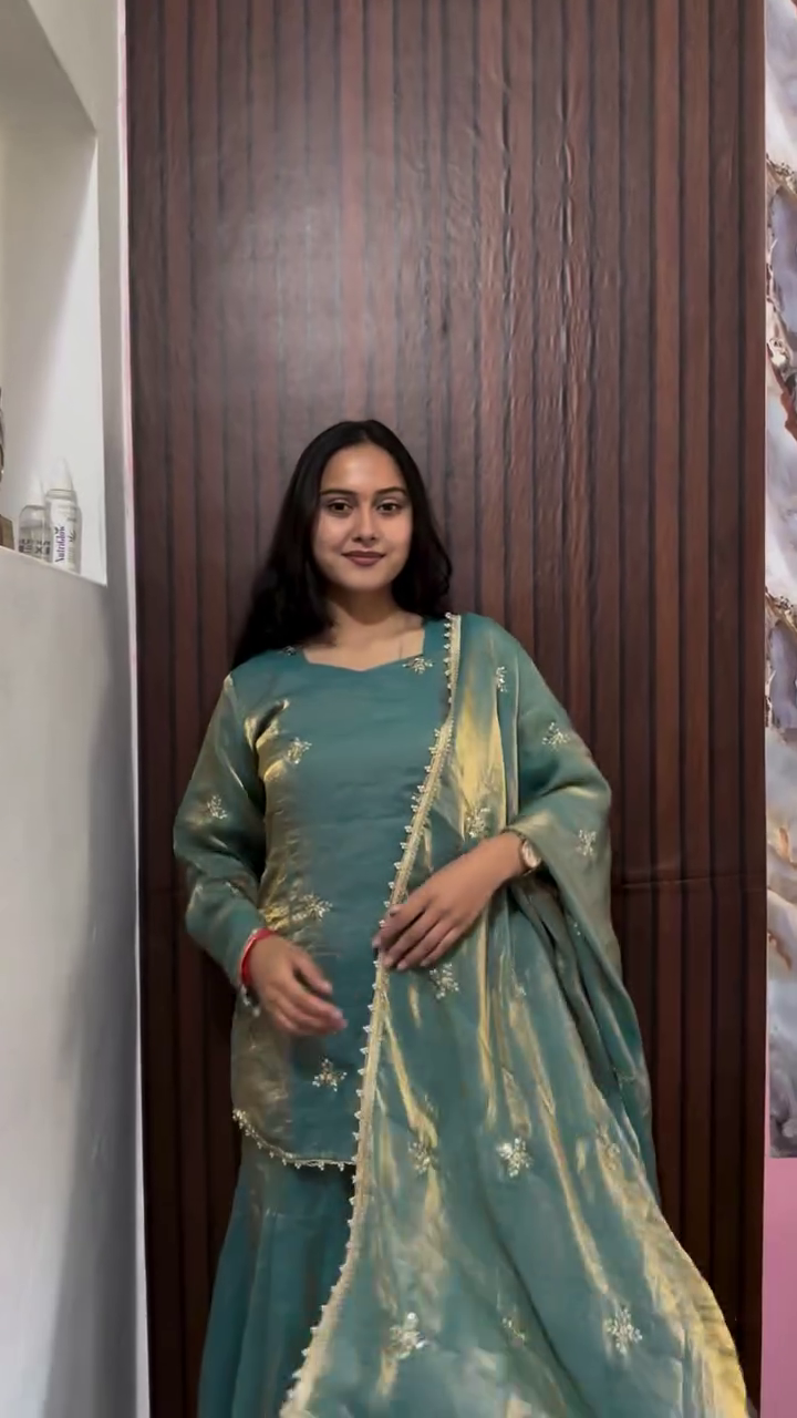 Sea Green Festive Sharara Set