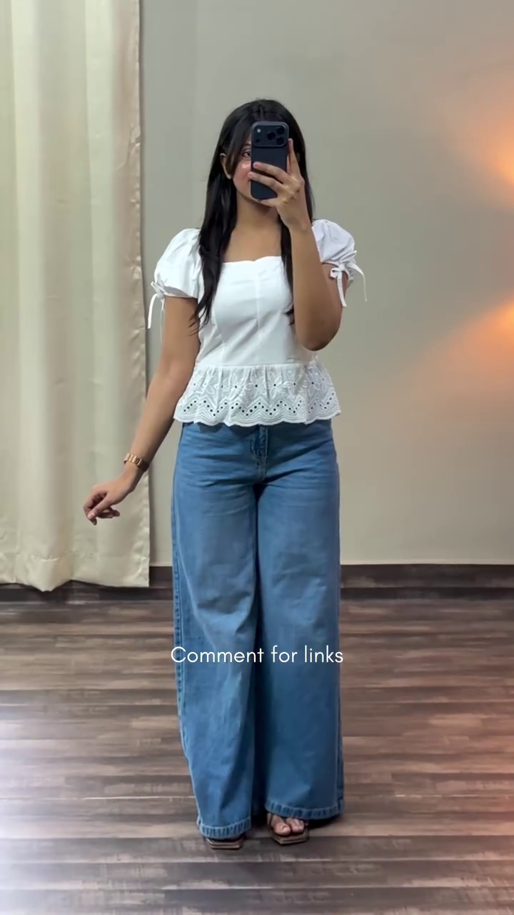 Electric Blue Smocked Peplum Top