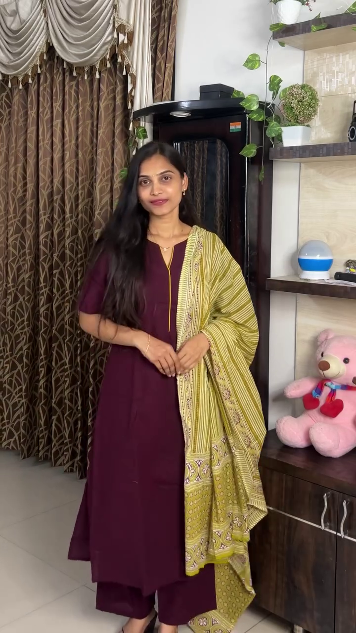 Wine Elegance Kurta Dupatta Set