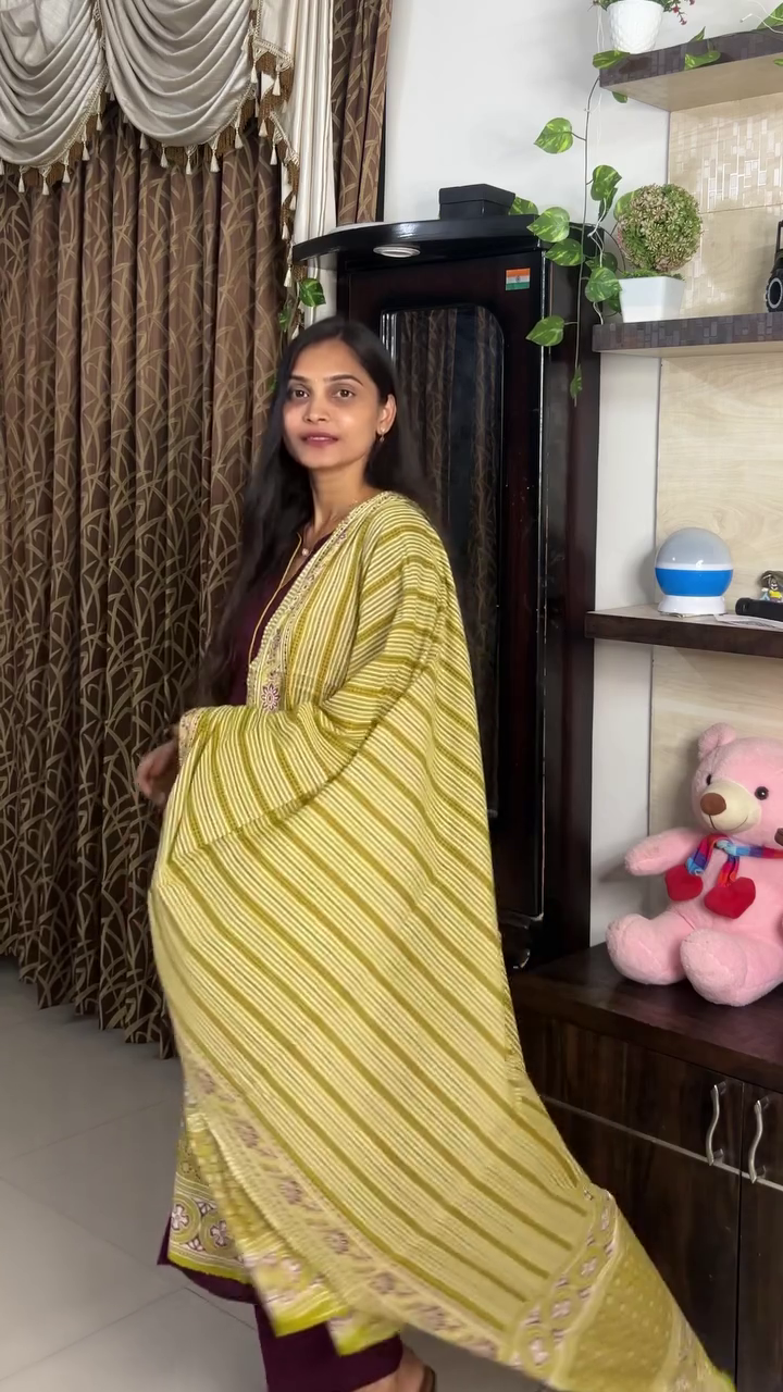 Wine Elegance Kurta Dupatta Set