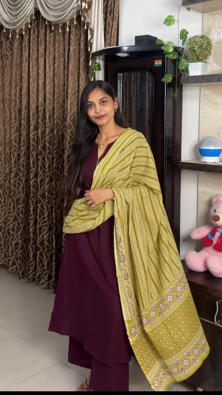 Wine Elegance Kurta Dupatta Set