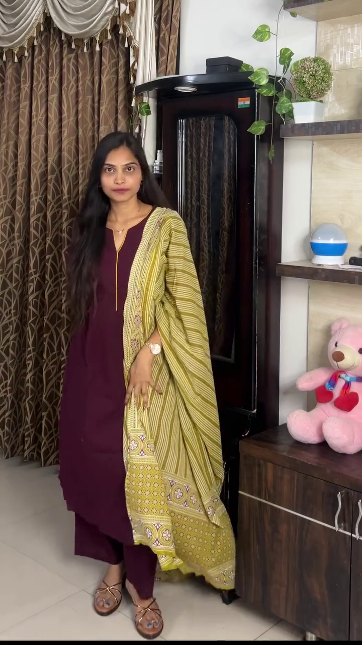 Wine Elegance Kurta Dupatta Set