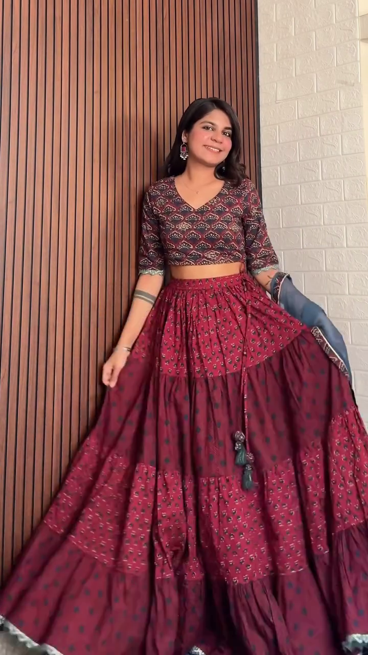 Maroon Mirror Work Lehenga