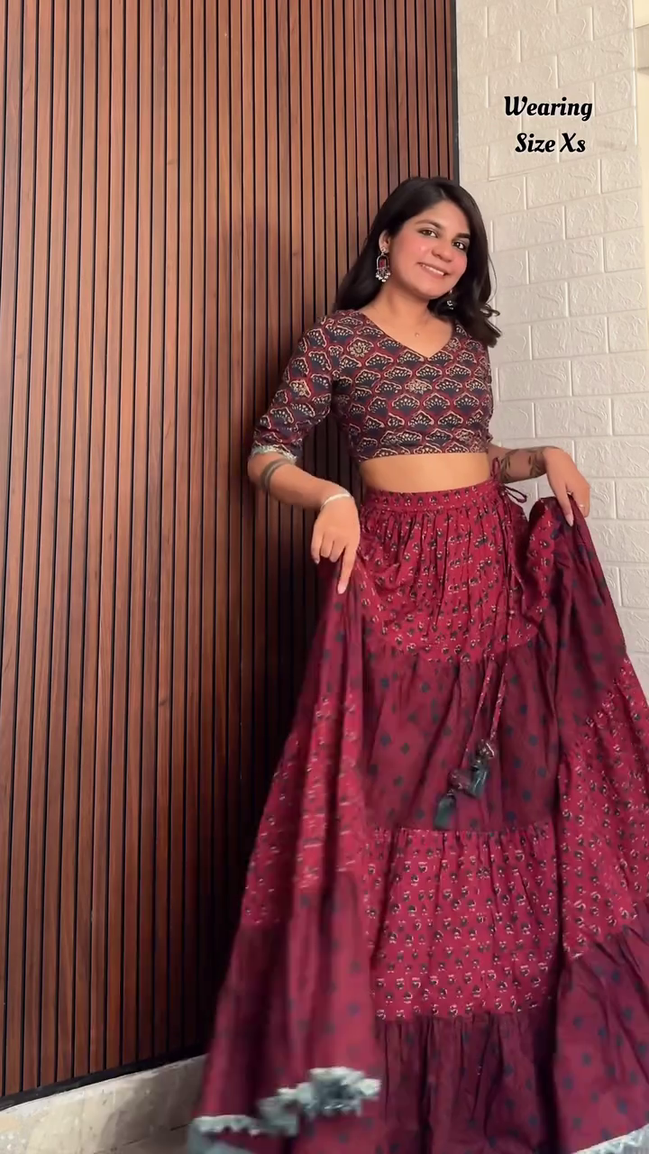 Maroon Mirror Work Lehenga