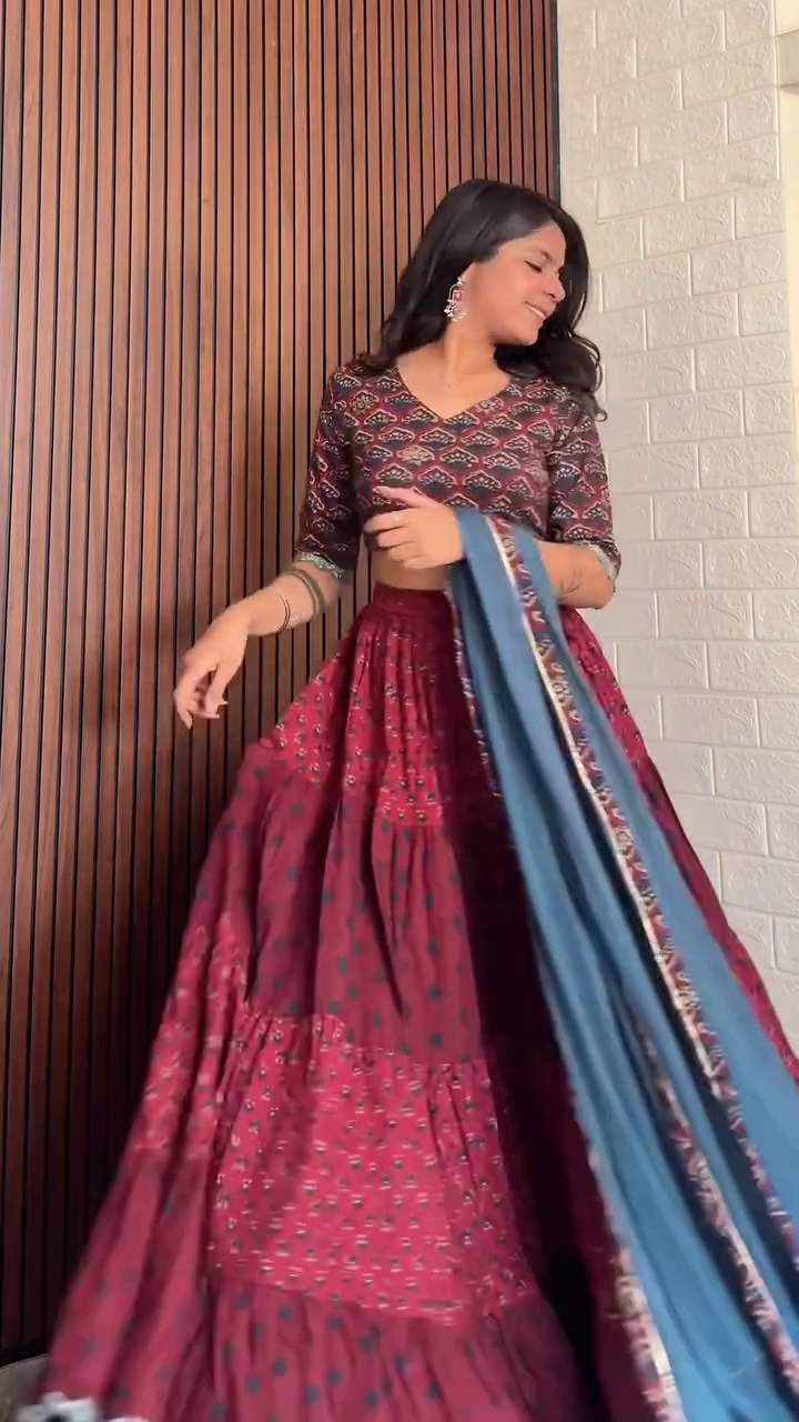 Maroon Mirror Work Lehenga