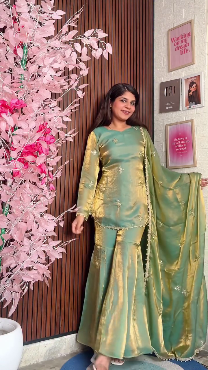 Emerald Glow Sharara Set