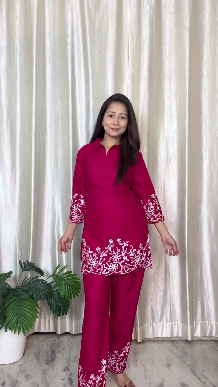 Ruby Embroidered Kurta Set