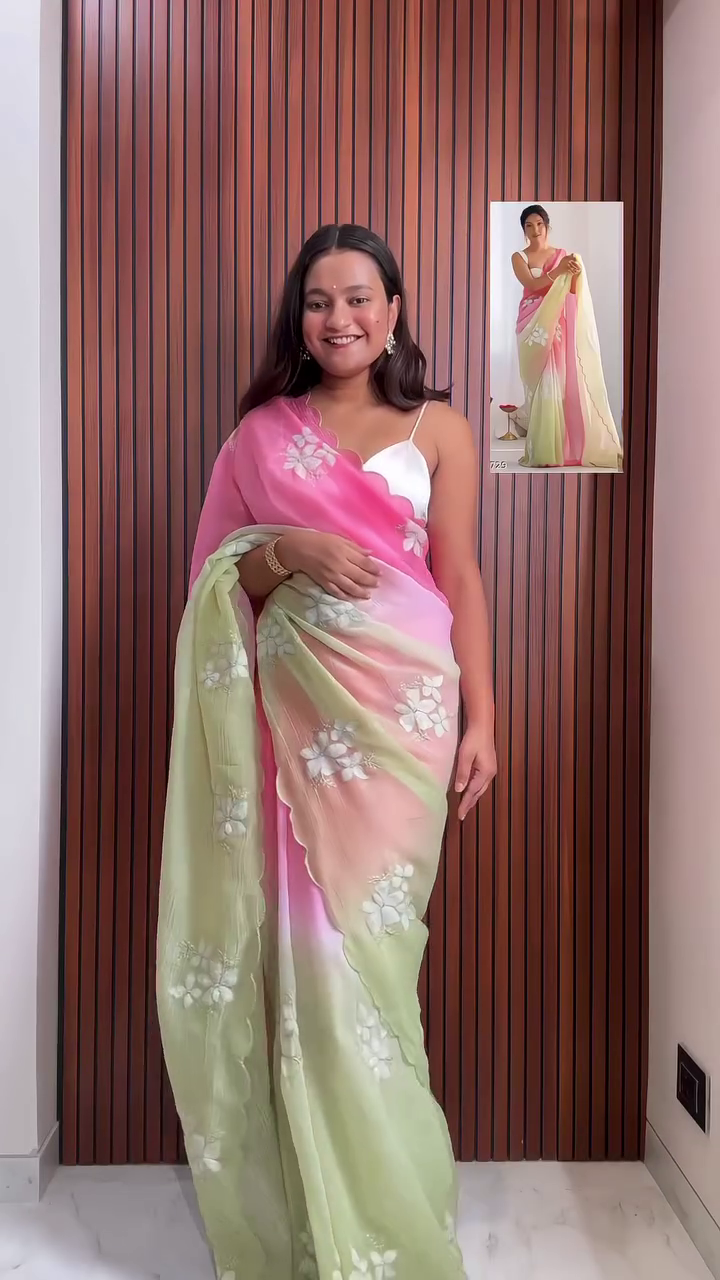 beige saree look