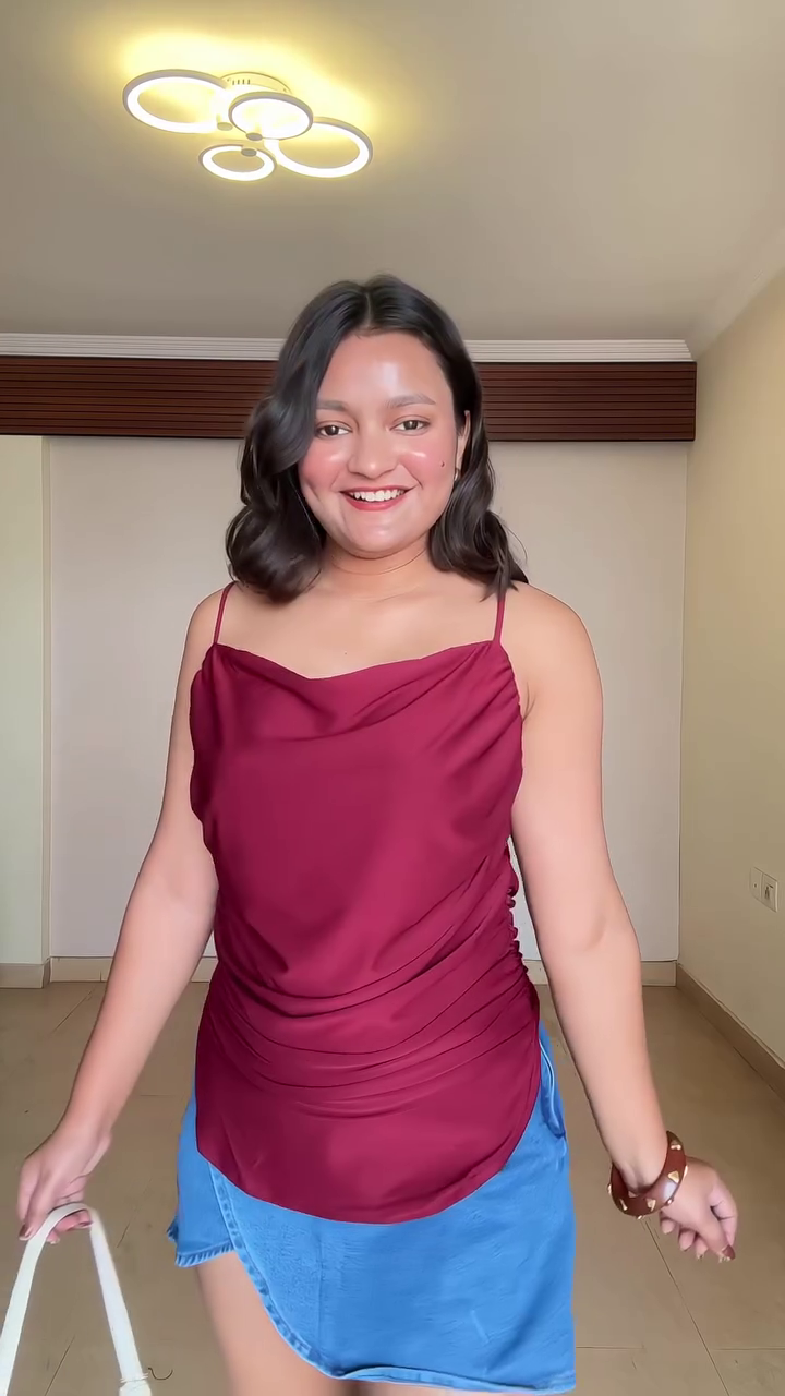 Pink Check Flare Top